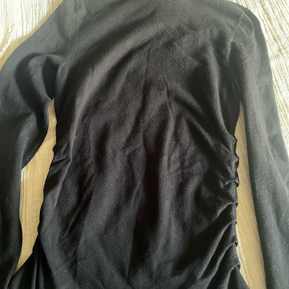 Theory Elegant Black Ruched Long Sleeve Top
